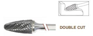 SF-3L6 Tree Shape Radius Premium Carbide Burr, 6" Extended Shank, Norseman Drill #18519
