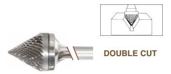 SJ-9 60 degree Cone Shape Premium Carbide Burr, Double Cut, Norseman Drill #19039
