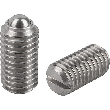 Kipp M20 Spring Plungers, Ball Style, Slotted, Stainless Steel, Heavy End Pressure (5/Pkg.), K0310.220