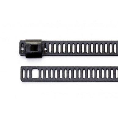 14" Black Polyester Coated Ladder Style 316 Stainless Steel Cable Ties 150 lb. (100/Bag)