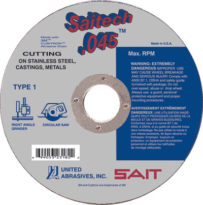 6" x .045" x 7/8"T1 Cut-Off Wheel | Sait Saitech 23182