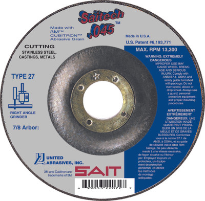 7" x .045" x 7/8"T27 Cut-Off Wheel | Sait Saitech 22088