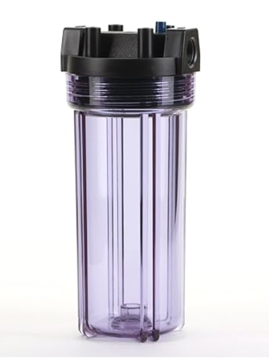 Hydronix HF5-10CLBK34PR, 10" Clear, 2.5" Body, 3/4" Black Cap Filter Housing, with PR Button