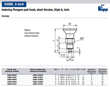 Kipp 5/16"-24 Indexing Plunger with Pull Knob, Stainless Steel, Sort Version, Locking Pin Not Hardened - Style A (Qty. 1), K0631.15004AK