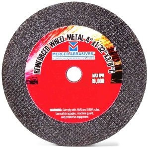 3" x 1/16" x 3/8" Medium/Fine Grade Small Diameter Double Reinforced High-Speed Cut-Off Wheel, Mercer Abrasives 613070 (100/Pkg.)