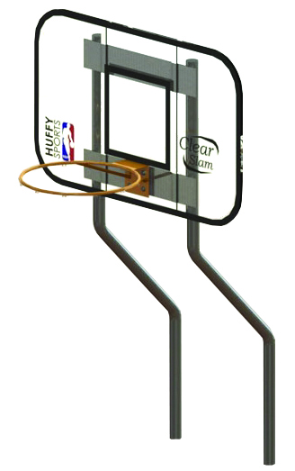 Spectrum Aquatics Dual Post Basketball Hoop Game System Powder Coated 304L Stainless Steel 57827