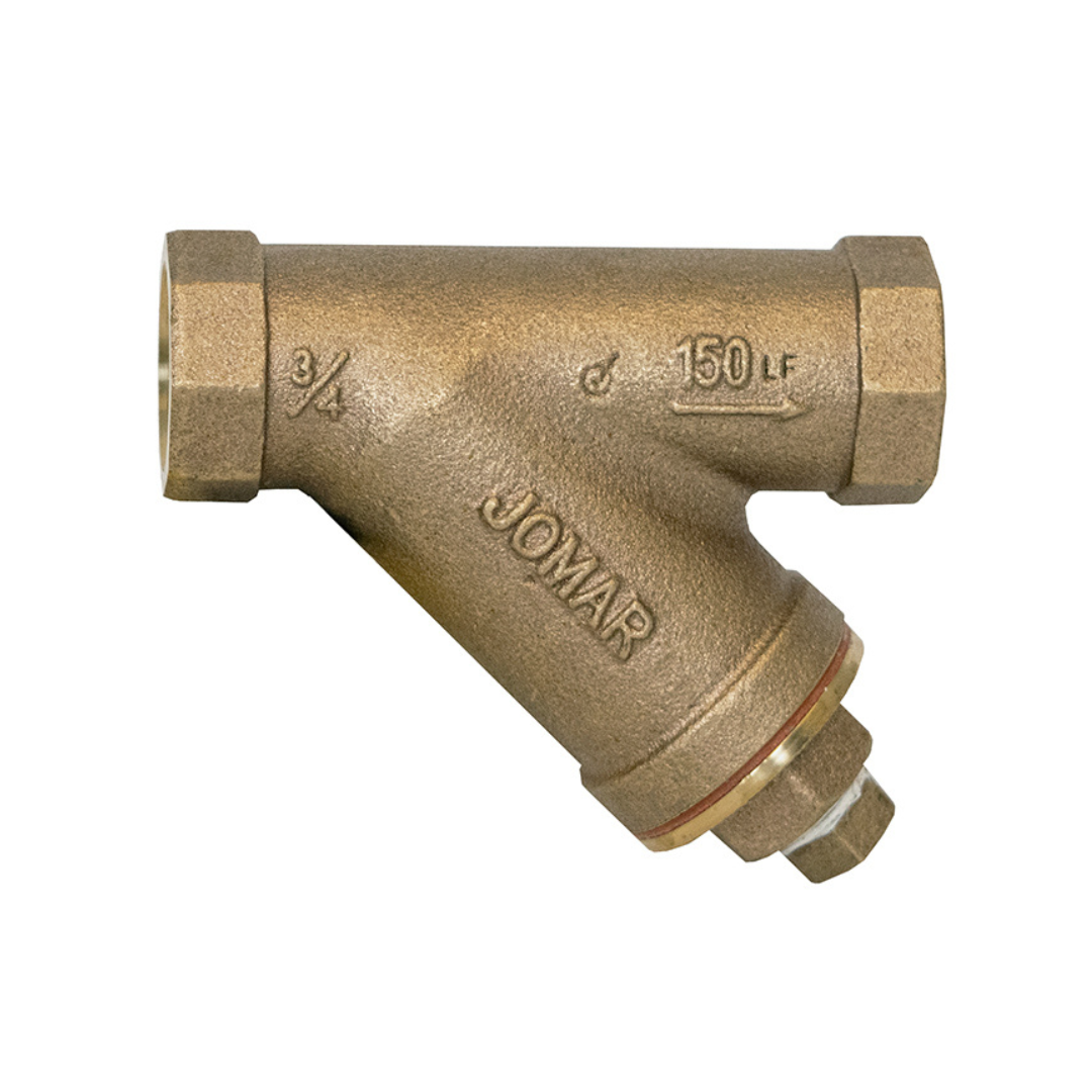 Jomar 106-303G 1/2 Inch Lead Free Bronze Y-Strainer, Threaded Connection, 150 WOG, Stainless Steel Screen, 20 Mesh - Carton of 12