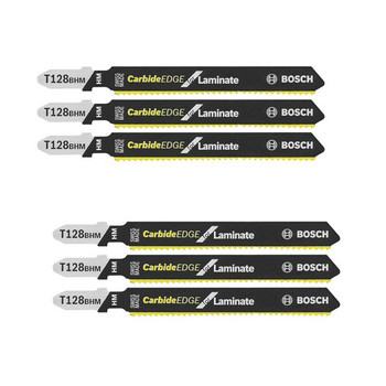 Bosch 6 Pack of 3-5/8 Inch 14 TPI Carbide-Strip Jig Saw Blades - T128BHM3-2PK