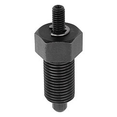 Kipp M16x1.5 Indexing Plunger with Threaded Pin, Stainless Steel, Locking Pin Not Hardened - Style E (Qty. 1), K0341.11308