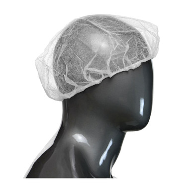 SBP 24" White Bouffant - "latex free elastic" 11 gram poly pro material UB-24-1000