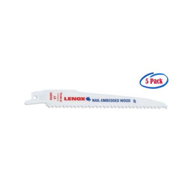 Lenox Wood Bi-Metal Reciprocating Saw Blades, 12" x 3/4" x .050", 6 TPI #20585156R (5/Pkg.)