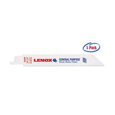 Lenox General Purpose Bi-Metal Reciprocating Saw Blades, 12" x 3/4" x .050", 10/14 TPI #20583110R (5/Pkg.)