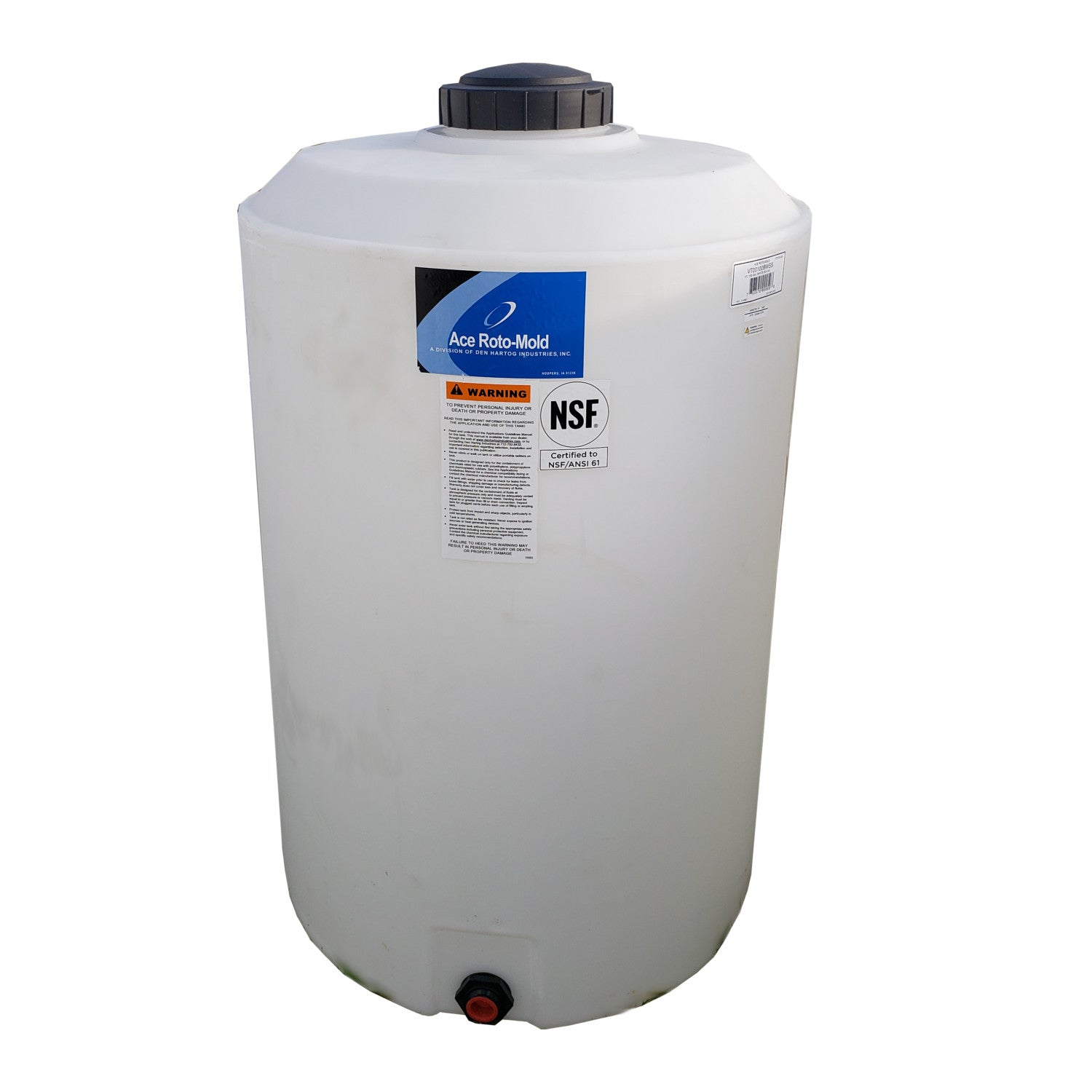 Ace Roto-Mold 100 Gallon Vertical Flat Bottom Tank, VT0100-28
