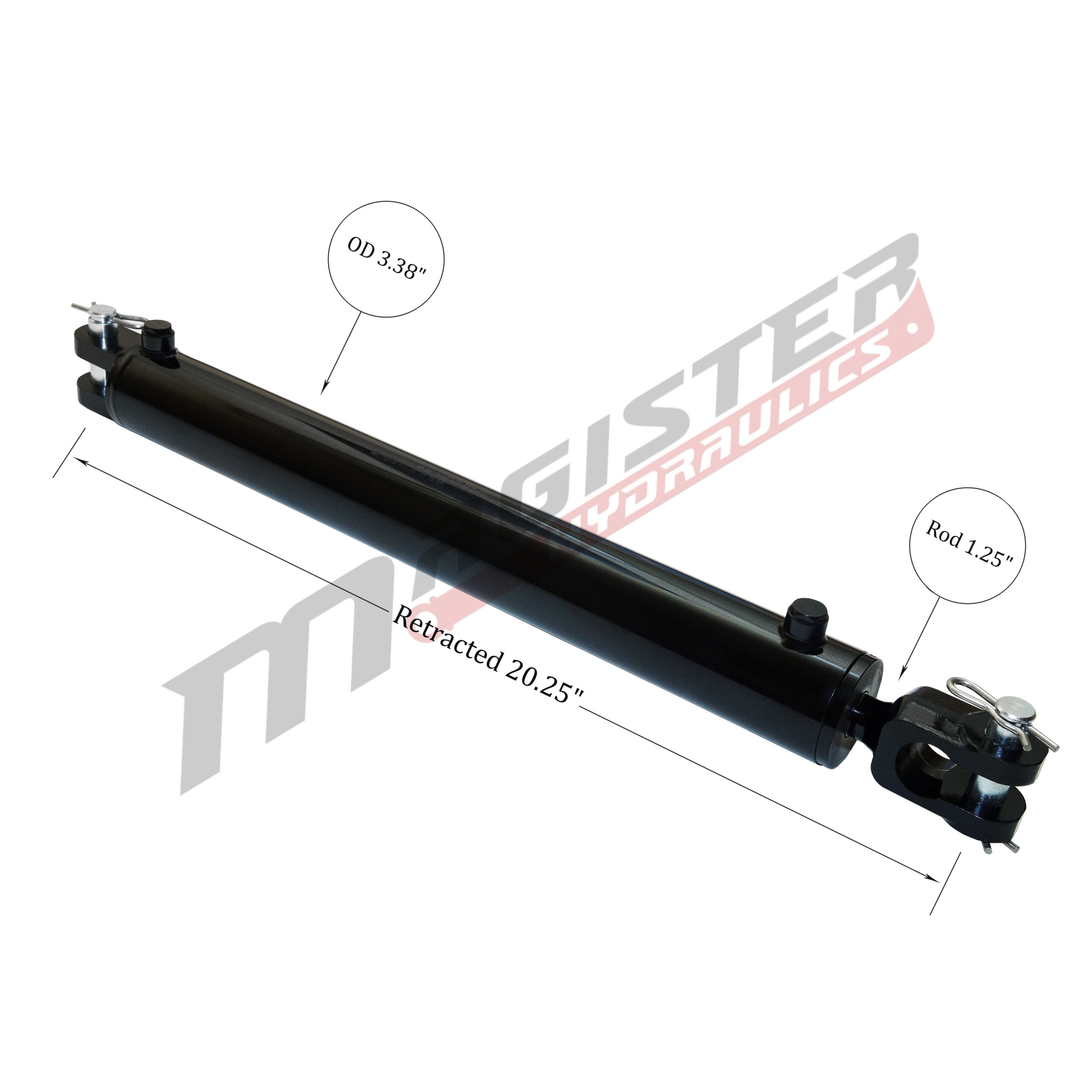 3" bore x 8" ASAE stroke ag clevis hydraulic cylinder