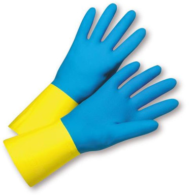 28mil Flock Lin Blue Neoprene over Yellow Latex, Individually Packaged - Premium Posi Grip 2224/11