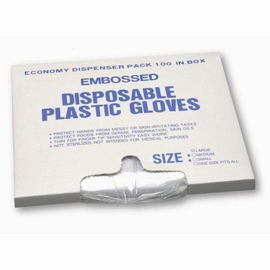 1 mil Poly-D Disp. Embossed Glove. 100 per pack x 10 packs per small box x 10 small boxes - 1000 ea per case 2400R/M