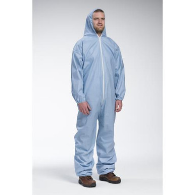 Posi-Wear FR - Blue Coverall zipper front and collar, w/Elastic Wrist/Ankle & attached hood 3106/3XL