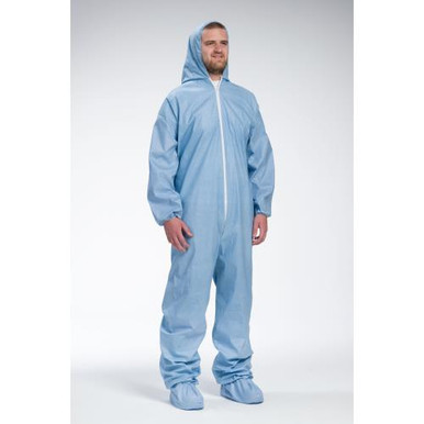 Posi-Wear FR - Blue Coverall, zipper front w/Elastic Wrist/Ankle & attached Hood/Boot 3109/L