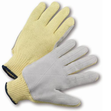100% Aramid Knit w/Leather Palm & Fingers. ANSI A6 Cut level35KJYD