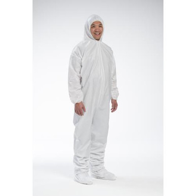 Microporous Coverall, zipper front w/Elastic Wrist/Ankle & attached Hood/Boot 3659/L