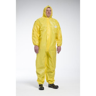 Posi-Wear UB PLUS - Yellow Coverall, zipper front w/Elastic Wrist/Ankle and attached Hood, Bound Seems 3678B/XL