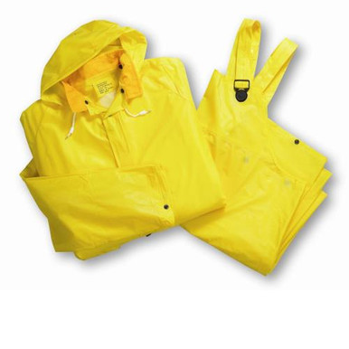 25ml Single Ply 3pcs Rain suit, Detachable Hood - Yellow 4025E/XL