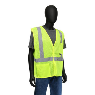 HI-VIS LIME ECONOMY MESH SAFETY VEST WITH HOOK & LOOP FRONT CLOSURE- ANSI/ISEA 107-2015 CLASS 6 47205/3XL