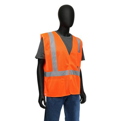 HI-VIS ORANGE ECONOMY MESH SAFETY VEST WITH HOOK & LOOP FRONT CLOSURE- ANSI/ISEA 107-2015 CLASS 4 47206/XL
