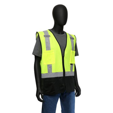 HI-VIS LIME COLORBLOCK SURVEYOR SAFETY VEST WITH ZIPPER FRONT CLOSURE- ANSI/ISEA 107-2015 CLASS 6 47211/3XL