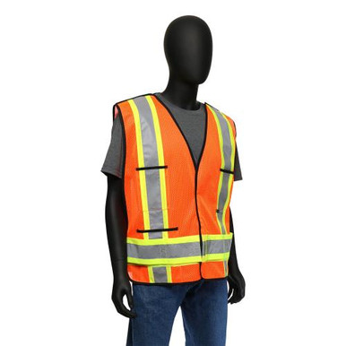 HI-VIS ORANGE BREAKAWAY SAFETY VEST WITH HOOK & LOOP FRONT CLOSURE- ANSI/ISEA 107-2015 CLASS 22-TONE TAPE AND X-BACK CONSTRUCTION 47214/4XL