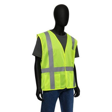 HI-VIS LIME SELF EXTINGUISHING MESH SAFETY VEST- ASTM D6413 TESTED, ANSI/ISEA 107-2015 CLASS 2 47217/M