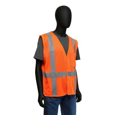 HI-VIS ORANGE SELF EXTINGUISHING MESH SAFETY VEST- ASTM D6413 TESTED, ANSI/ISEA 107-2015 CLASS 4 47218/XL
