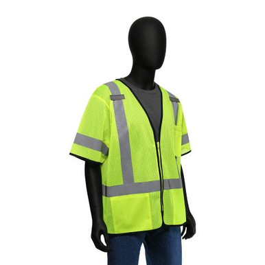 HI-VIS LIME CLASSIC SAFETY VEST WITH ZIPPER FRONT CLOSURE- ANSI/ISEA 107-2015 CLASS 8 47302/4XL