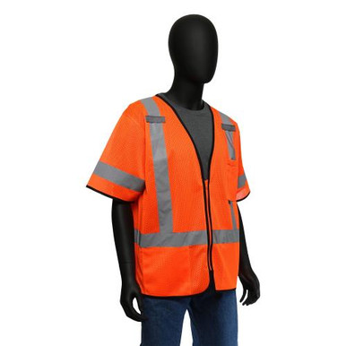 HI-VIS ORANGE CLASSIC SAFETY VEST WITH ZIPPER FRONT CLOSURE- ANSI/ISEA 107-2015 CLASS 5 47303/XL