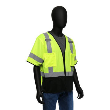 HI-VIS LIME COLORBLOCK SURVEYOR SAFETY VEST WITH ZIPPER FRONT CLOSURE- ANSI/ISEA 107-2015 CLASS 6 47304/3XL