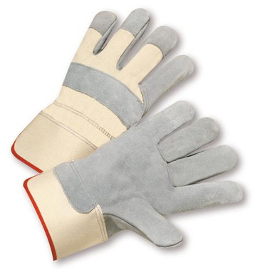 Side Split Leather Palm Rubberized Safety Cuff Glove - White Cuff & Fabric Back: Large 500-AA/XL