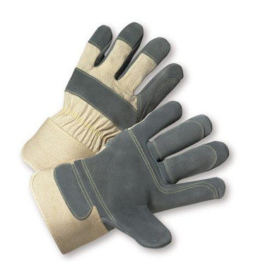 Double Palm and 2 middle fingers, Side Leather Kevlar Sewn, Rubberized SC - White Cuff & Fabric - Small 500DP-AA/XL