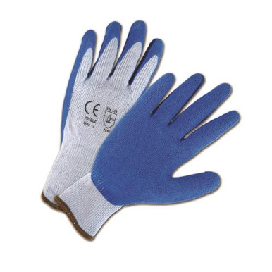 Premium 10 gauge Grey Knit w/Premium Crinkled Blue Latex Palm Coating. EN 2242 700SLC/S