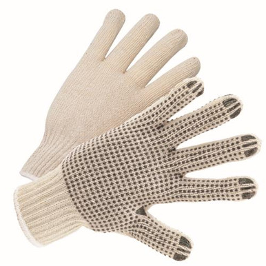 String Knit Dots 1 Side Glove, Size Small = Yellow Edging - Standard Wt. 708SK
