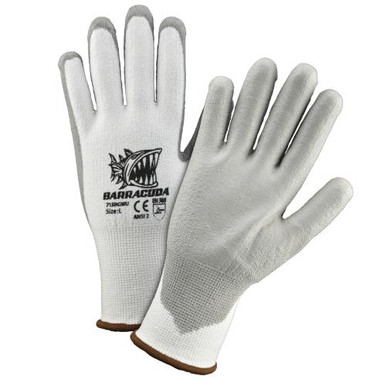 Barracuda White HPPE/High Performance Yarn, 13 gauge, White Polyurethane Coated - EN388 4442, ANSI A2 Cut Level 713HGWU/S