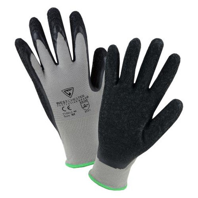 16 gauge Gray Nylon Shell with Black Crinkle Latex Coating.EN 388: 3221 713SLC/XL