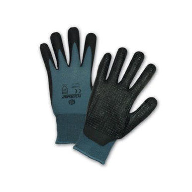 Black Bi-Polymer, Palm Coat with Dots on 15 Gauge Nylon Liner, Antibacterial. EN 4134 715SBP/XL