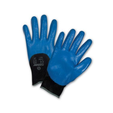 Blue Flat Nitrile 3/4 Dip on Black Nylon Liner, Antibacterial. EN 4121 715SNC/S