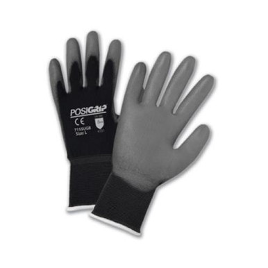 Gray PU, Palm Coat on Black 15 Gauge Nylon Liner, Silicone-Free. EN 4131 - CHINA 715SUGBC/L