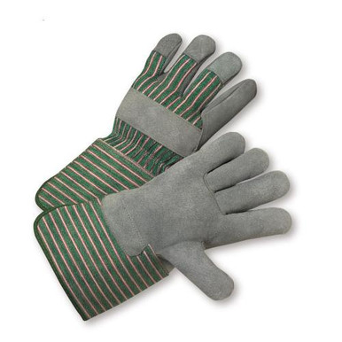 Select Shoulder Leather Rubberized Gauntlet Cuff Glove - Green/Pink Fabric 800-EA