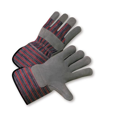 Shoulder Leather Palm Rubberized Gauntlet Cuff Glove - Blue/Red Fabric: Small 858/S