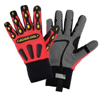R2 Pro Series Rugged Rigger "The Original"Pinch reducing fingertips, Kevlar reinforced thumb, oil resistant palm, great grip & extended neoprene cuff - Orange Fabric.EN4121 86710/XL