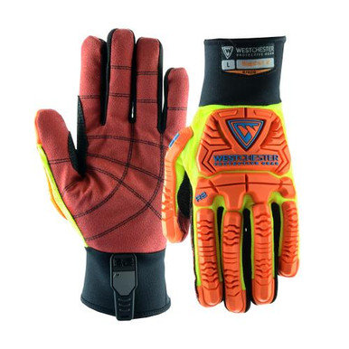 The RigCat 2 has a synthetic leather double palm with reinforced RED PVC palm that provides oil resistance and excellent gripping and visibility,long neoprene cuff with ID tag with place for name, T 87020/XL