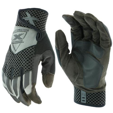 Extreme Work Knuckle KnoX - Gray ribbed spandex with honeycomb x-flex cuff, hook and loop, ToughX suede, Palm patch, reinforced fingers, thumb and thumb saddle, touch compatible and honeycomb BOH prot 89303GY/XL