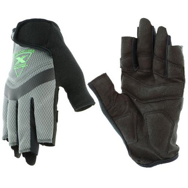 Extreme Work 5 Dex fingerless - Gray birdseye spandex with hook and loop, ToughX suede, Padded Palm, padded knuckles and terry sweat wipe 89307/2XL